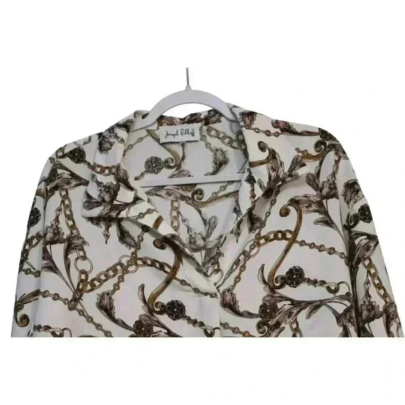 Joseph Ribkoff Blouse Size 10 Equestrian Gold Chain Career Business Casual - Picture 2 of 13